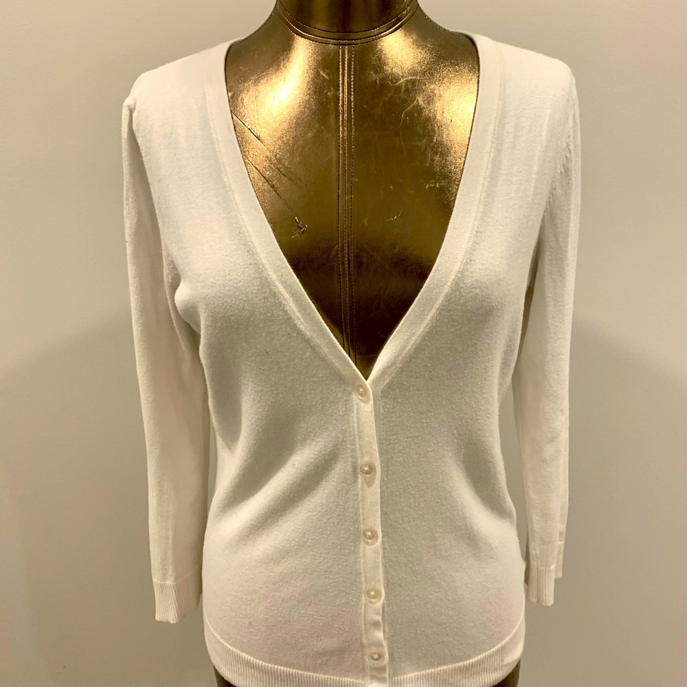 White Merona  V-Neck Cardigan